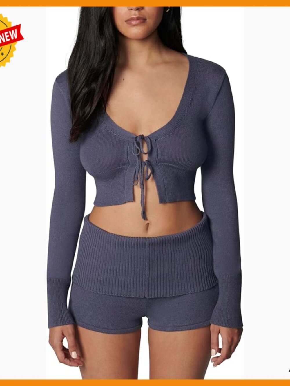 Cropped Cardigan with Tie Closures Ballet Inspired Jersey Rib